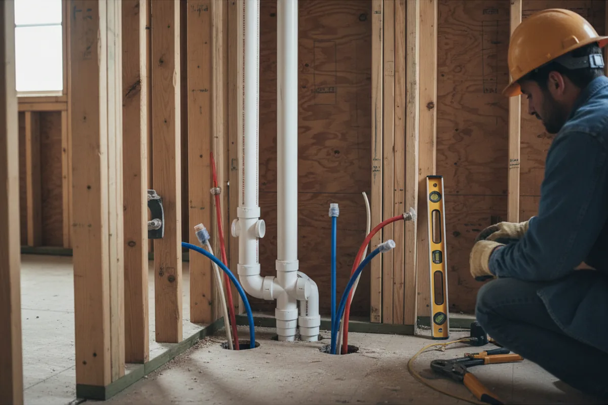 Drain and supply rough-in during Leak Detection in Dry Branch