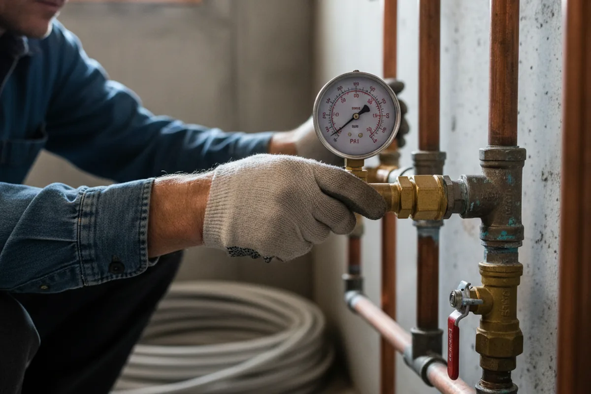 Pressure testing a repaired line during Water Line Repair in Dry Branch